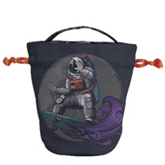Illustration-astronaut-cosmonaut-paying-skateboard-sport-space-with-astronaut-suit Drawstring Bucket Bag by Salman4z