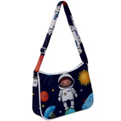 Boy-spaceman-space-rocket-ufo-planets-stars Zip Up Shoulder Bag by Salman4z