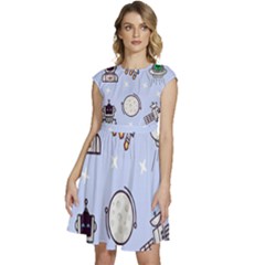 Seamless-pattern-with-space-theme Cap Sleeve High Waist Dress by Salman4z