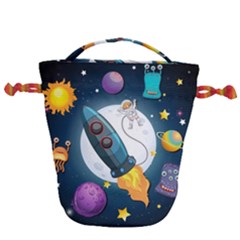 Spaceship-astronaut-space Drawstring Bucket Bag by Salman4z