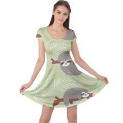 Sloths-pattern-design Cap Sleeve Dress by Salman4z