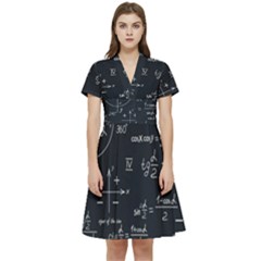 Mathematical-seamless-pattern-with-geometric-shapes-formulas Short Sleeve Waist Detail Dress by Salman4z