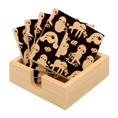 Hand-drawn-cute-sloth-pattern-background Bamboo Coaster Set by Salman4z