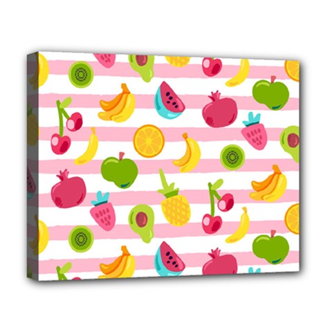 Tropical-fruits-berries-seamless-pattern Deluxe Canvas 20  X 16  (stretched) by Salman4z