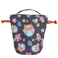 Owl-stars-pattern-background Drawstring Bucket Bag by Salman4z