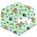 Dog Pattern Seamless Blue Background Scrapbooking Wooden Puzzle Hexagon View2
