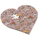Mushrooms Autumn Fall Pattern Seamless Decorative Wooden Puzzle Heart View3