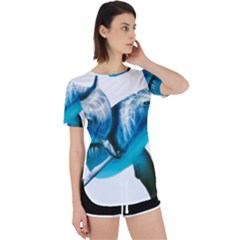 Two Dolphins Art Atlantic Dolphin Painting Animal Marine Mammal Perpetual Short Sleeve T-shirt by pakminggu