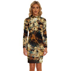 Science Fiction Background Fantasy Long Sleeve Shirt Collar Bodycon Dress by danenraven