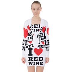 I Love Red Wine V-neck Bodycon Long Sleeve Dress by ilovewhateva