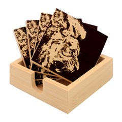 Angry Male Lion Roar Bamboo Coaster Set by Mog4mog4