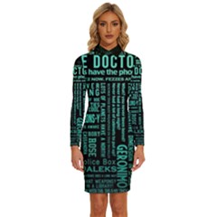 Tardis Doctor Who Technology Number Communication Long Sleeve Shirt Collar Bodycon Dress by Bakwanart
