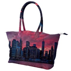 Skyline Sunset United States Reflection Usa,new York Manhattan Canvas Shoulder Bag by Bakwanart
