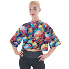 Pattern Seamless Balls Colorful Rainbow Colors Mock Neck Tee by 99art