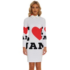 I Love Jam Long Sleeve Shirt Collar Bodycon Dress by ilovewhateva