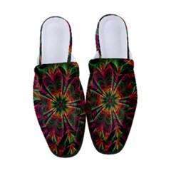 Multicolored Flower Mandala Wallpaper Kaleidoscope Pattern Women s Classic Backless Heels by 99art