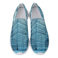 Architecture Blue Drawing Engineering City Modern Building Exterior Women s Slip On Sneakers by 99art