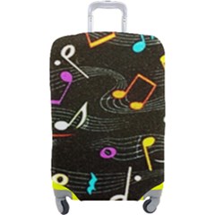 Assorted Color Musical Notes Wallpaper Fabric Luggage Cover (large) by 99art