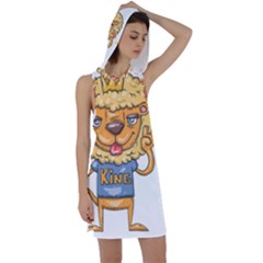 Animation-lion-animals-king-cool Racer Back Hoodie Dress by 99art