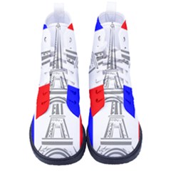 Eiffel-tower-france-flag-tower- High-top Canvas Sneakers by 99art