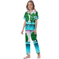 Crystal-ball-sphere-cartoon Color Background Kids  Satin Short Sleeve Pajamas Set by 99art