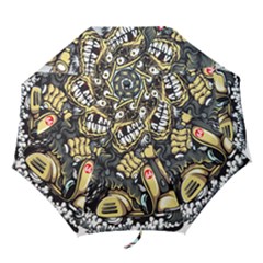 Scooter-motorcycle-boot-cartoon-vector Folding Umbrellas by 99art
