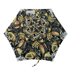 Scooter-motorcycle-boot-cartoon-vector Mini Folding Umbrellas by 99art