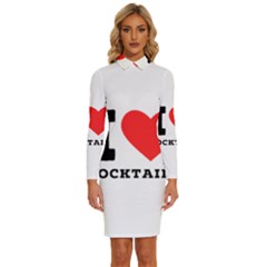 I Love Cocktails  Long Sleeve Shirt Collar Bodycon Dress by ilovewhateva