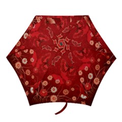 Four Red Butterflies With Flower Illustration Butterfly Flowers Mini Folding Umbrellas by B30l