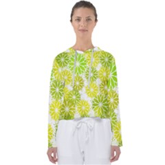 Flowers Green Texture With Pattern Leaves Shape Seamless Women s Slouchy Sweat by danenraven