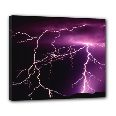 Storm Flashlight Space Nature Deluxe Canvas 24  X 20  (stretched) by Cowasu