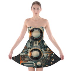 Illustrations Technology Robot Internet Processor Strapless Bra Top Dress by Cowasu