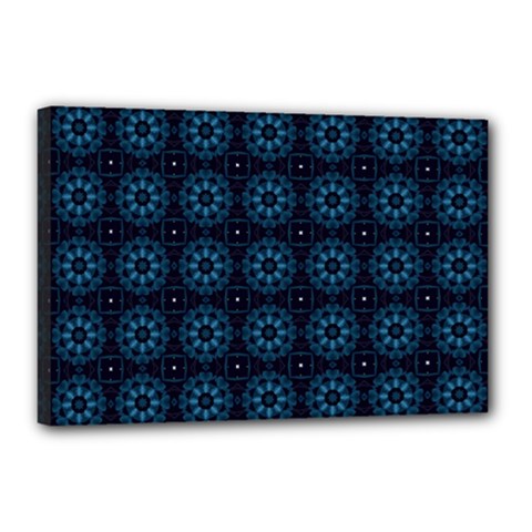 Blue Floral Pattern Geometric Pattern Canvas 18  X 12  (stretched) by danenraven