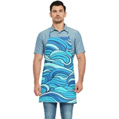 Pattern Ocean Waves Blue Nature Sea Abstract Kitchen Apron by danenraven