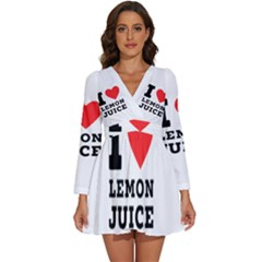 I Love Lemon Juice Long Sleeve V-neck Chiffon Dress  by ilovewhateva