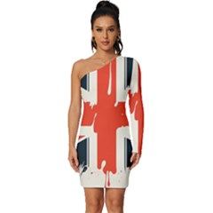 Union Jack England Uk United Kingdom London Long Sleeve One Shoulder Mini Dress by Bangk1t