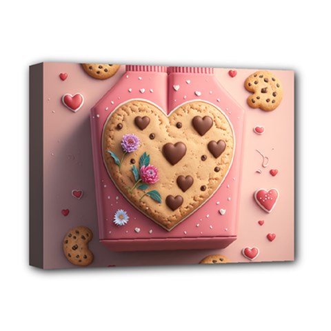 Cookies Valentine Heart Holiday Gift Love Deluxe Canvas 16  X 12  (stretched)  by Ndabl3x