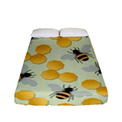 Honey Bee Bees Pattern Fitted Sheet (full/ Double Size) by Ndabl3x