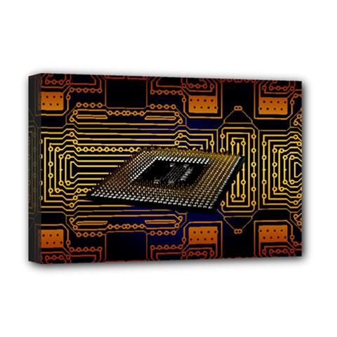 Processor Cpu Board Circuit Deluxe Canvas 18  X 12  (stretched) by Wav3s