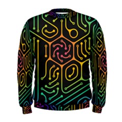 Circuit Hexagonal Geometric Pattern Background Pattern Men s Sweatshirt by Wav3s