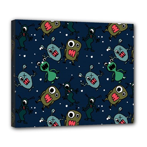 Monster-alien-pattern-seamless-background Deluxe Canvas 24  X 20  (stretched) by Wav3s