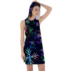 Snowflakes Snow Winter Christmas Racer Back Hoodie Dress by Ndabl3x