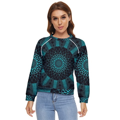 Ornament District Turquoise Women s Long Sleeve Raglan Tee by Ndabl3x
