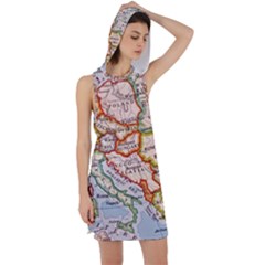 Map Europe Globe Countries States Racer Back Hoodie Dress by Ndabl3x
