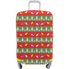 Christmas Papers Red And Green Luggage Cover (large) by Ndabl3x