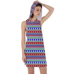 Christmas Color Stripes Pattern Racer Back Hoodie Dress by Ndabl3x