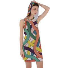 Snake Stripes Intertwined Abstract Racer Back Hoodie Dress by Vaneshop