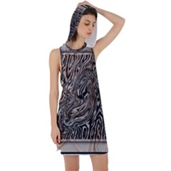 Zebra Abstract Background Racer Back Hoodie Dress by Vaneshop
