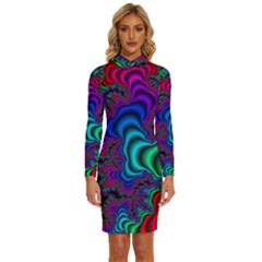 Abstract Piece Color Long Sleeve Shirt Collar Bodycon Dress by Vaneshop