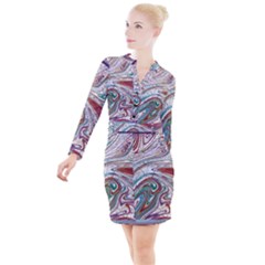 Abstract Background Ornamental Button Long Sleeve Dress by Vaneshop